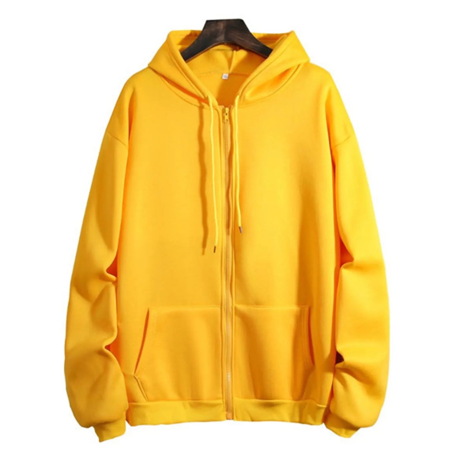 Spring Autumn Women Solid Color Hooded Sweatshirt Coat | Zipper Pocket Hoodie Jacket | Casual Outerwear Femme