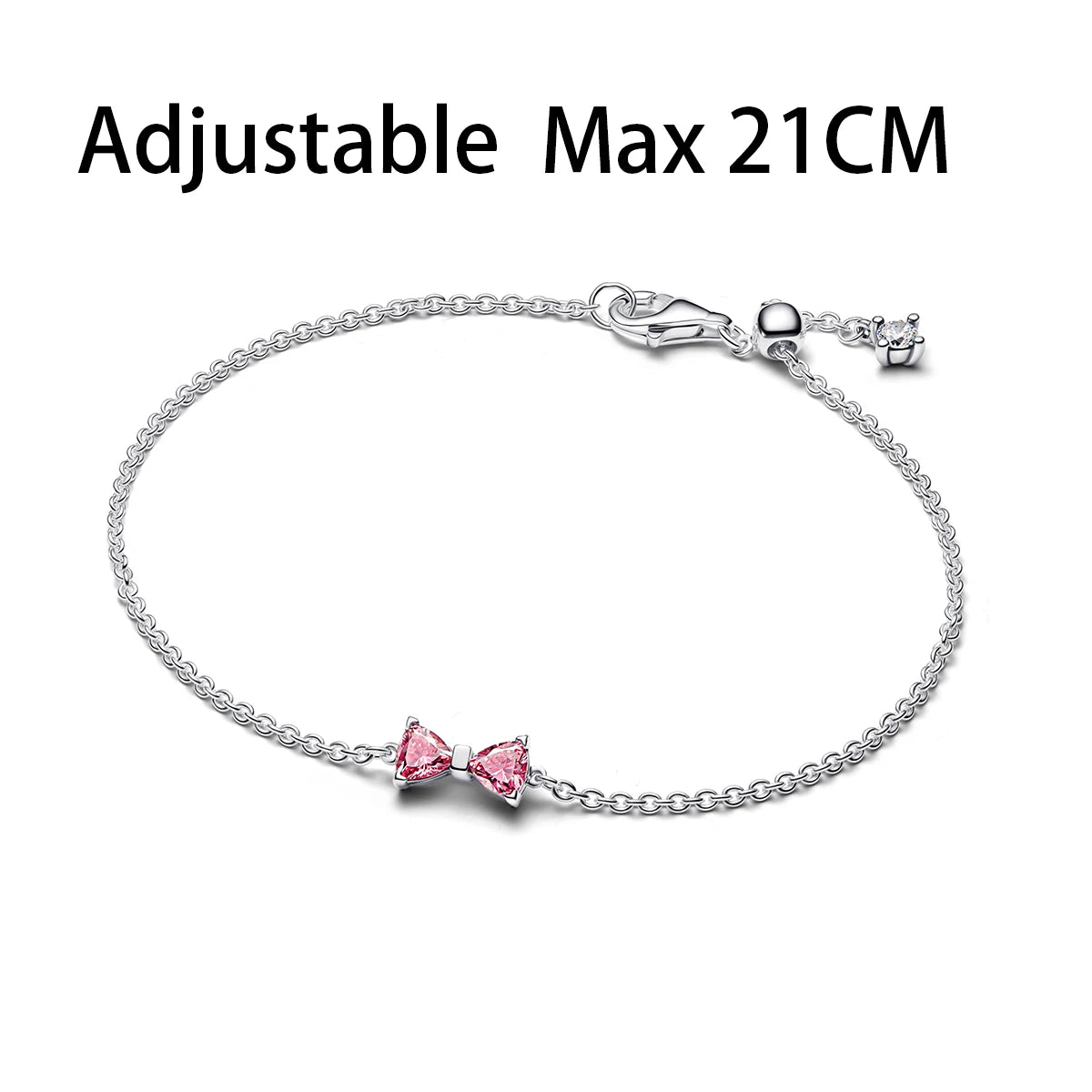 925 Sterling Silver Pink Bow Jewelry Set – Charms, Rings, Earrings & Necklace Beads for Women