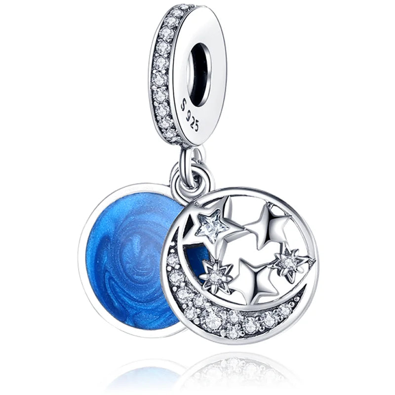 925 Sterling Silver Colorful Charms – Rose, Crown, Rainbow & Heart Dangle Beads Fit Pandora Bracelet & Necklace