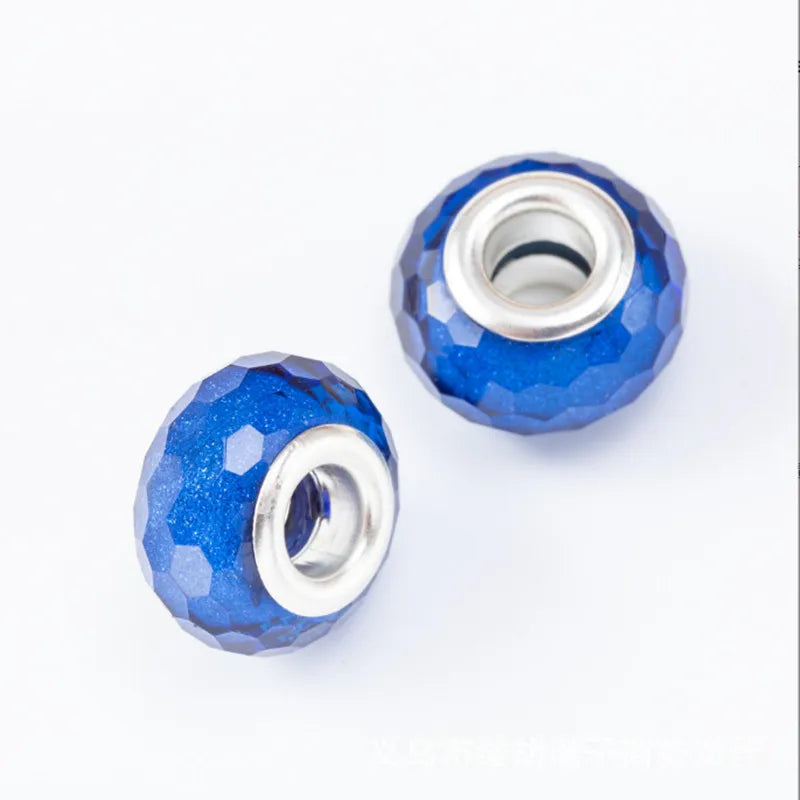 20Pcs Silver Plated Mix Color Resin Plastic Bead Charms Fit Pandora Bracelet DIY Jewelry