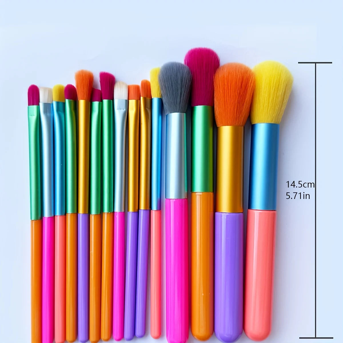 15Pcs Colourful Makeup Brush Set – Foundation, Contour, Blush, Concealer & Eyeshadow Blending Makeup Brush Kit