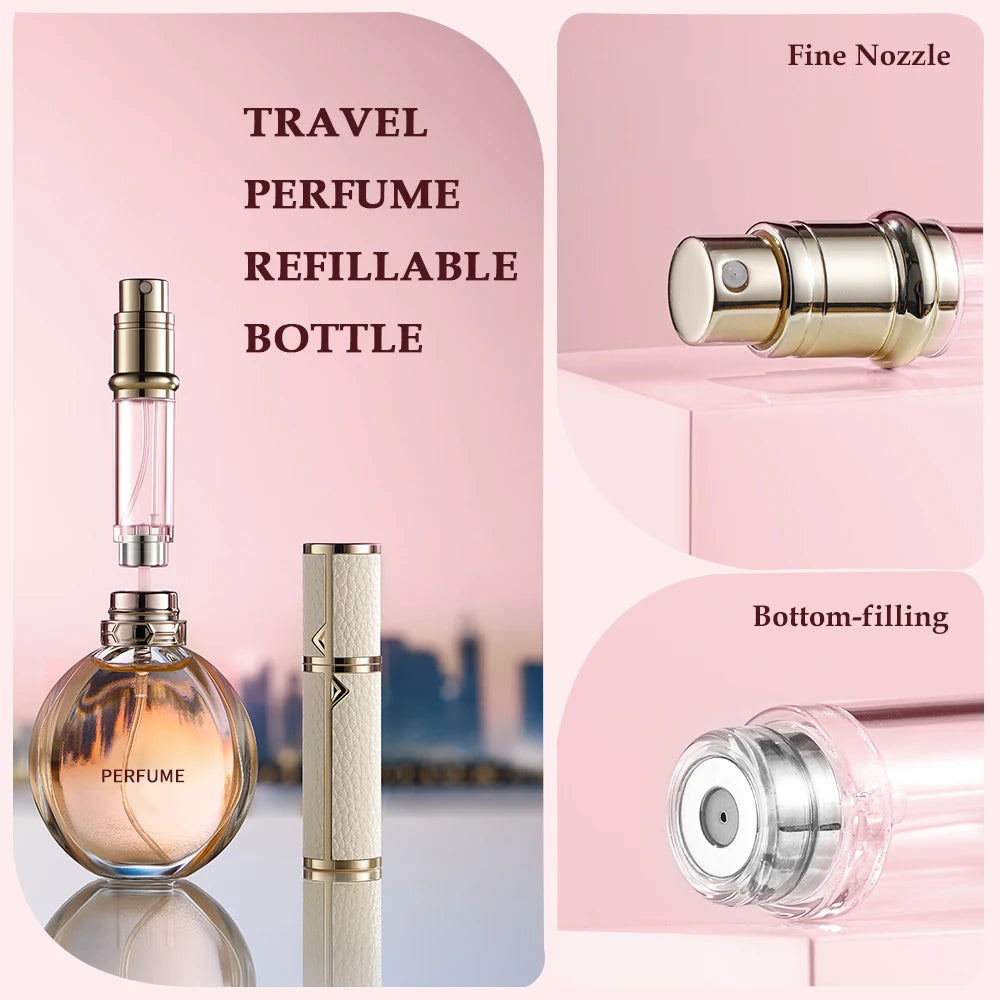 Louischanzl 5ML Leather Perfume Bottle – Refillable Portable Travel Mini Spray Atomizer | Empty Cosmetic Container