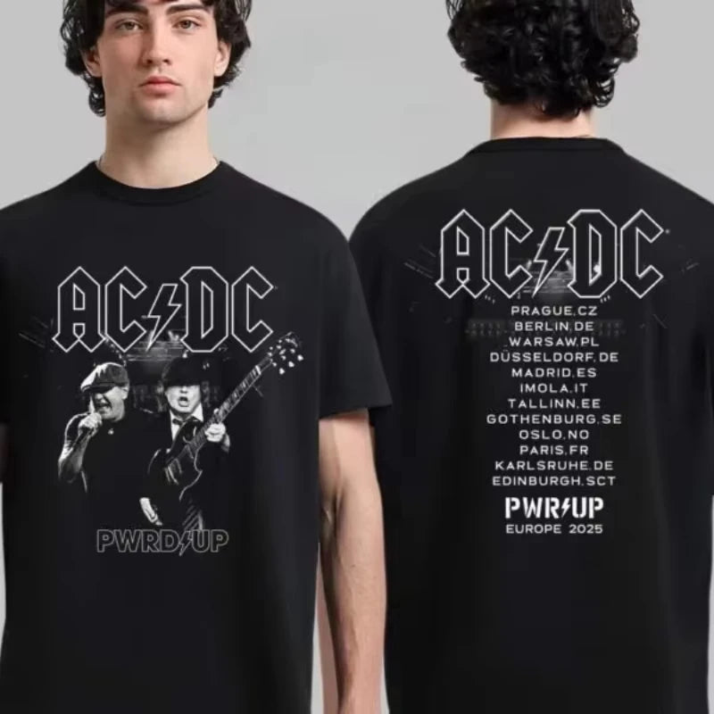 AC/DC Back in Black 2025 Tour T-Shirt | Unisex Loose Cotton Y2K Band Tee