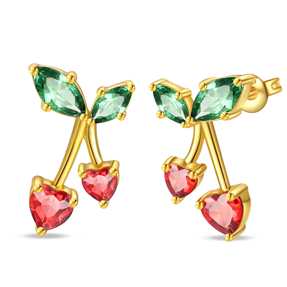 925 Sterling Silver Cute Fruit Earrings – Cherry, Strawberry, Apple & Grape for Women