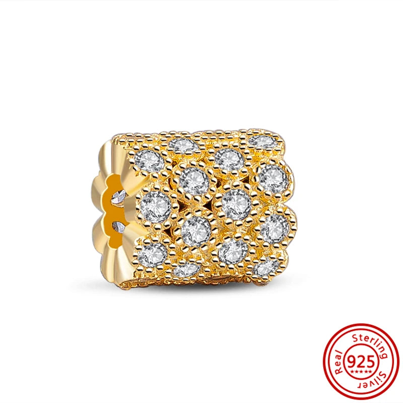 Original 925 Sterling Silver Lucky Flower & Love Bead Charm – Fits Pandora Bracelet, Women’s DIY Jewelry Gift