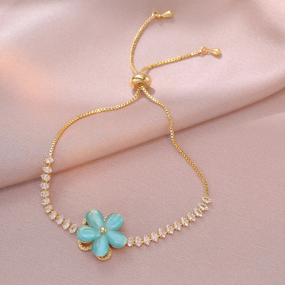 Multicolor Heart Charm Bracelet 💖 Titanium Steel Rhinestone Jewelry