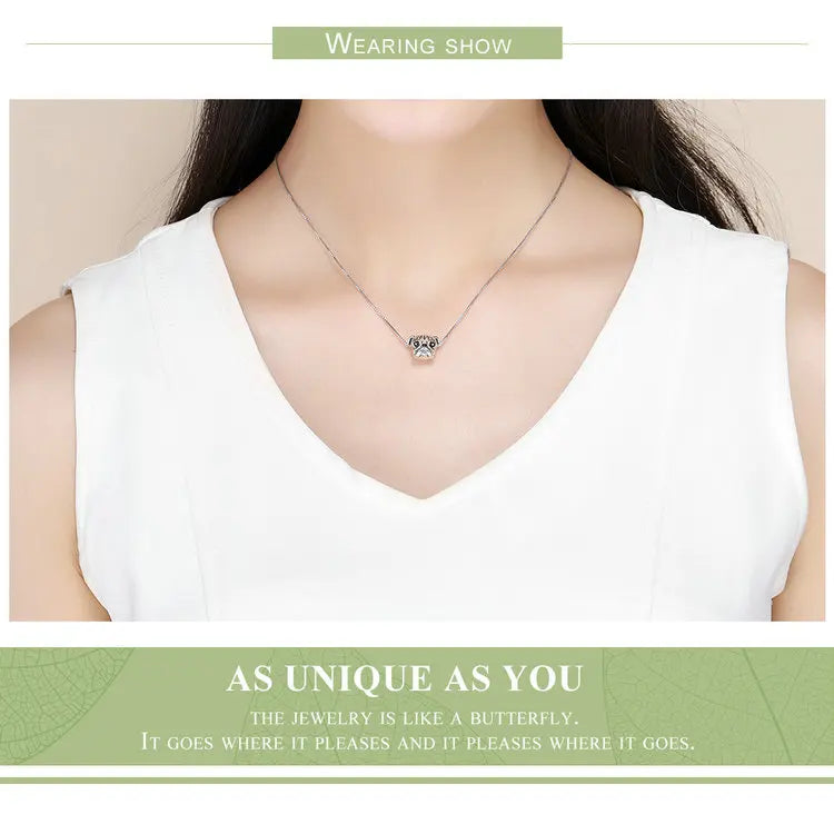 BISAER 925 Sterling Silver Dog Charm | Cute Dachshund Pet Bead Pendant for Women’s DIY Bracelet Jewelry