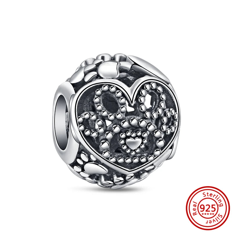 925 Sterling Silver Heart Pave Zircon Family Tree Charm | Fits Original Bracelet Women’s Luxury Jewelry Gift