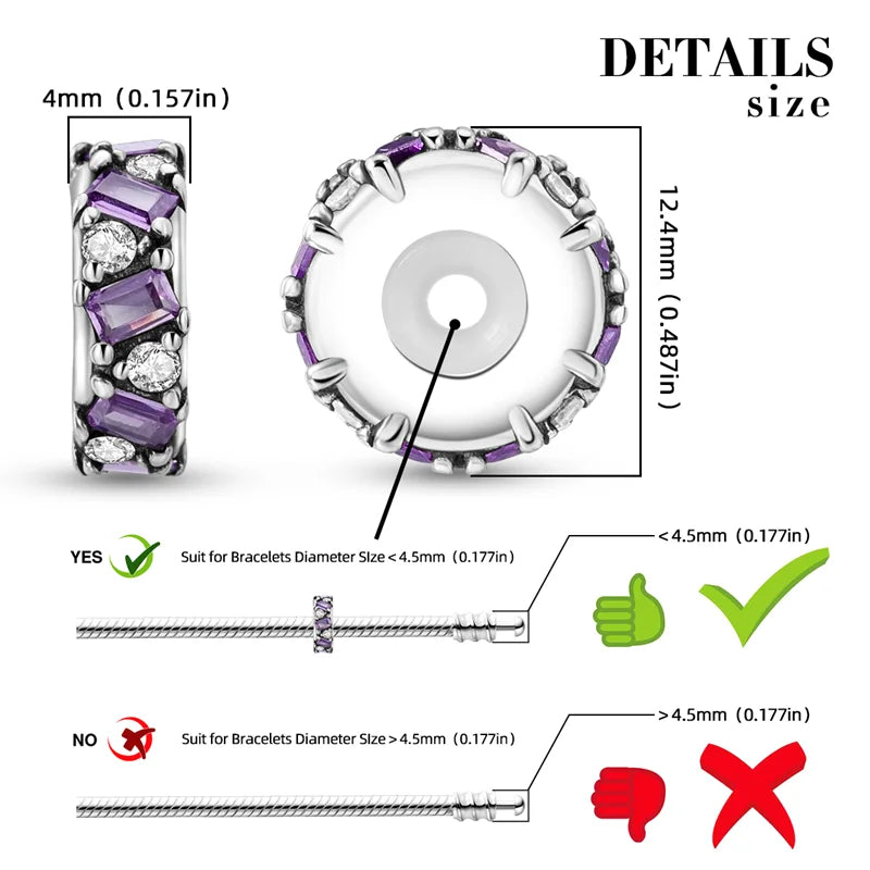 Silver Clasp 925 Sterling Silver Round Daisy Charm Beads | Safety Chain Pendant for Original Bracelets Jewelry