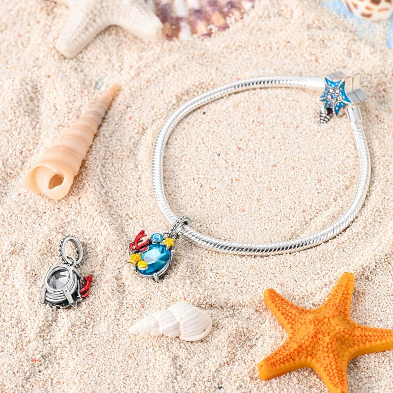 New Summer Ocean Silver Plated Sea Turtle & Starfish Shell Charm | DIY Bracelet Jewelry for Women
