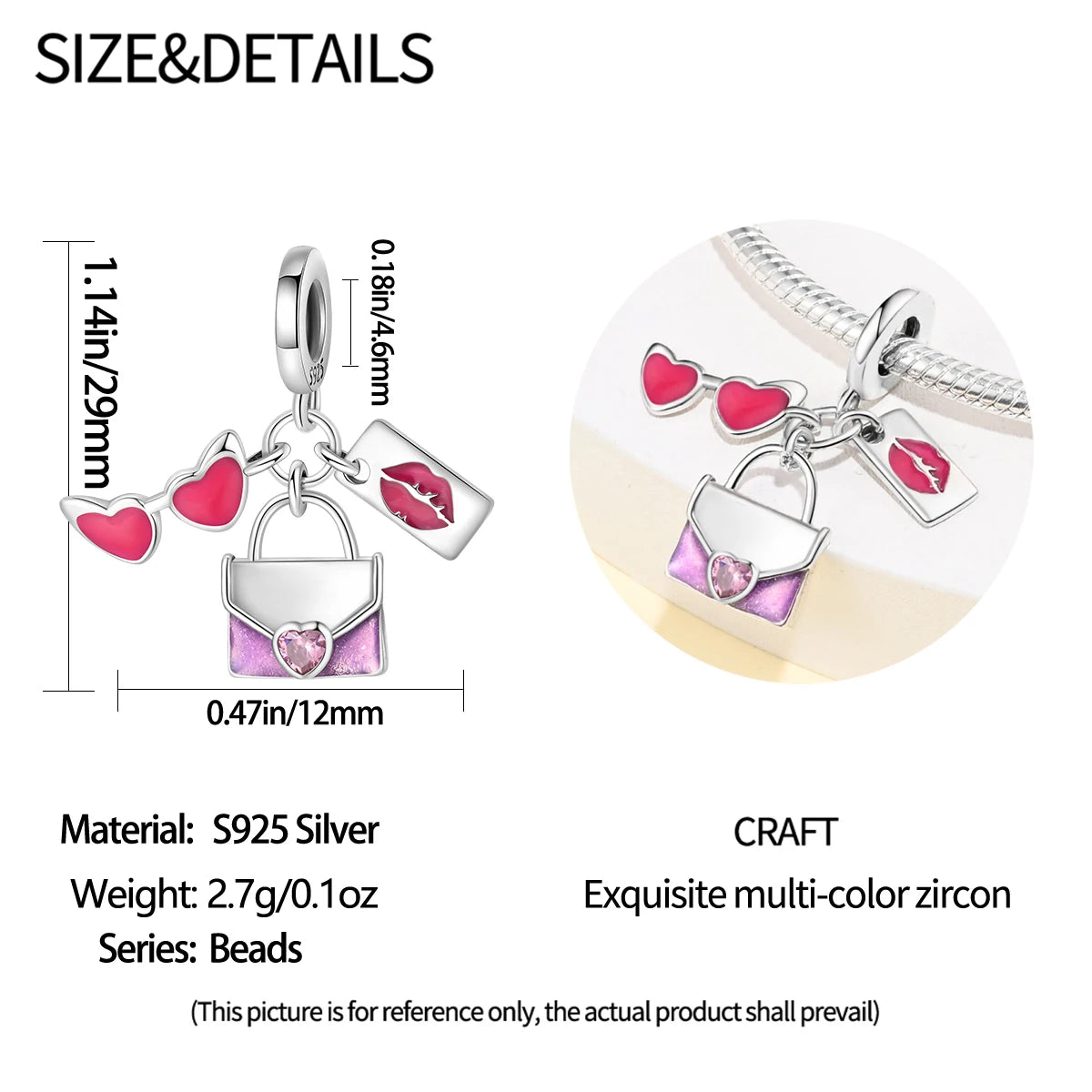 925 Sterling Silver Flying Bird & Butterfly Safety Chain Charm Beads for Original 3mm Bracelet – DIY Jewelry Gift