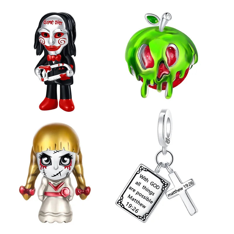 925 Sterling Silver Electric Saw Halloween Pendant | Jewelry Beads for Original Bracelets, Exquisite Silver Bead Women’s Gift