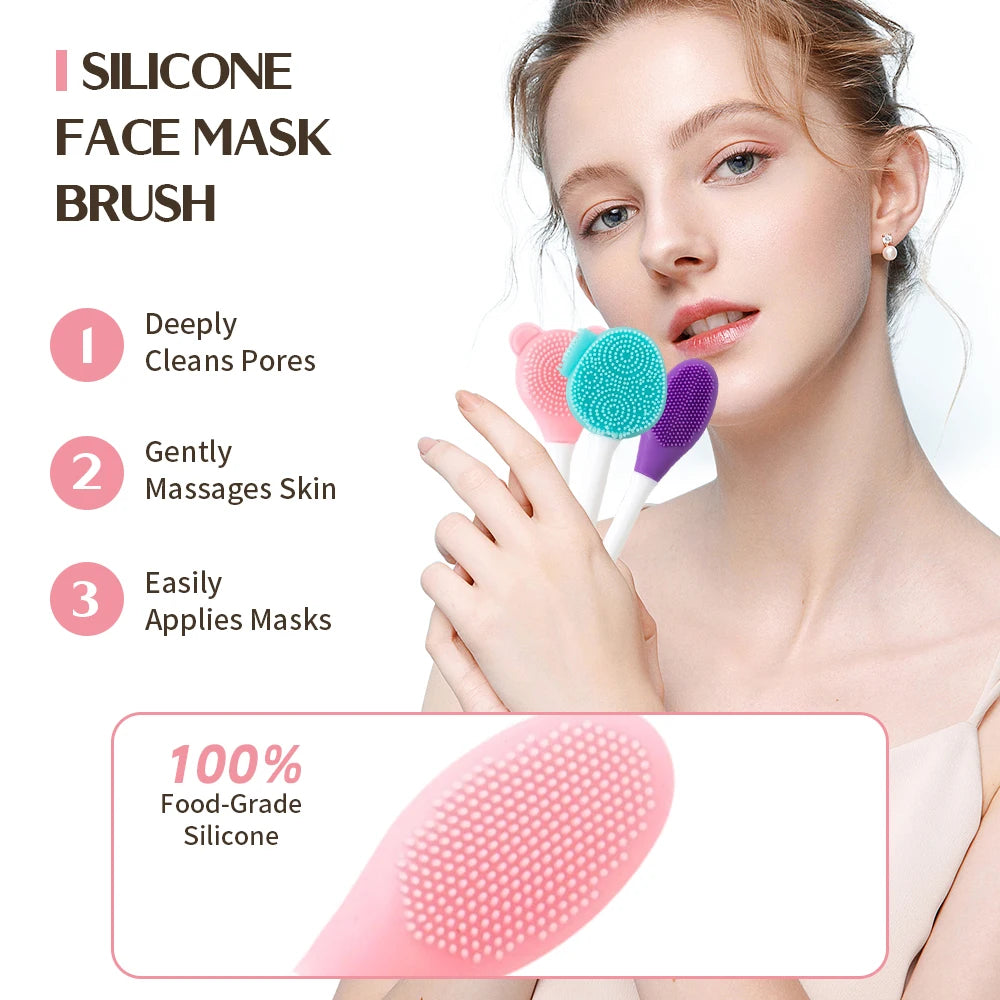2-in-1 Facial Cleaning Silicone Brush & Mask Applicator – Skincare Spa Wash Tool