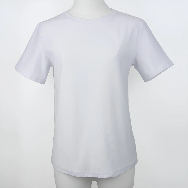 Women’s Y2K Cotton Heavyweight T-Shirt – Casual Short Sleeve O-Neck Tee Black & White