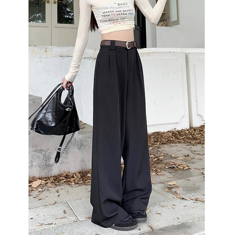 High Waist Loose Pants Women – Summer 2025 Retro Casual Drapey Versatile Trousers