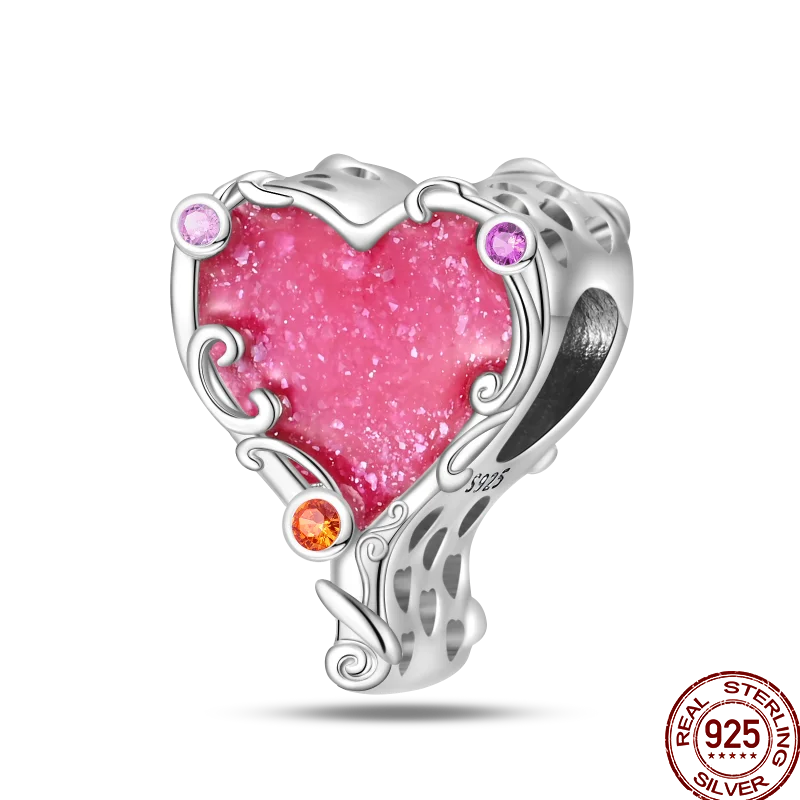 925 Sterling Silver Romantic Princess Charm Beads – Pink Dress, Lipstick & Dancing Shoes Fit 3MM Bracelet