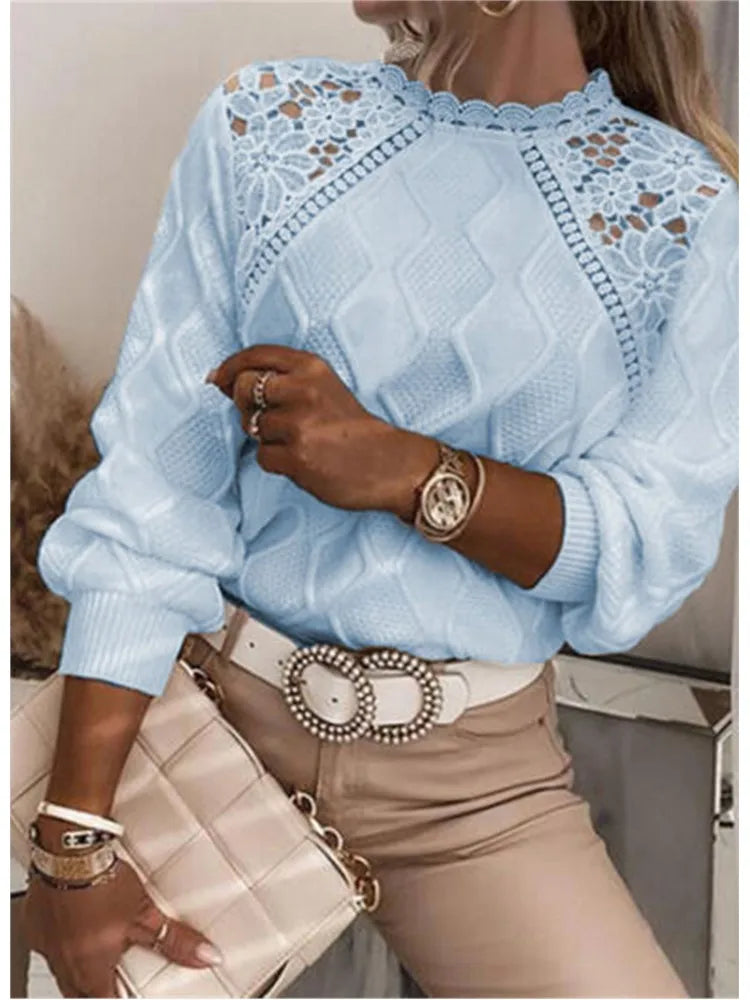 Casual O-Neck Long Sleeve Blouse 🌸 Women Elegant Office Top 2023 ✨