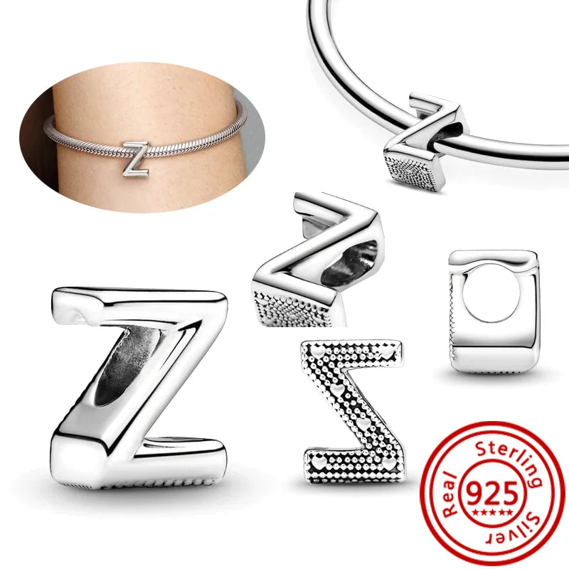 925 Sterling Silver A–Z Alphabet Letter Charms | Gold & Silver Beads for Women DIY Bracelet Jewelry
