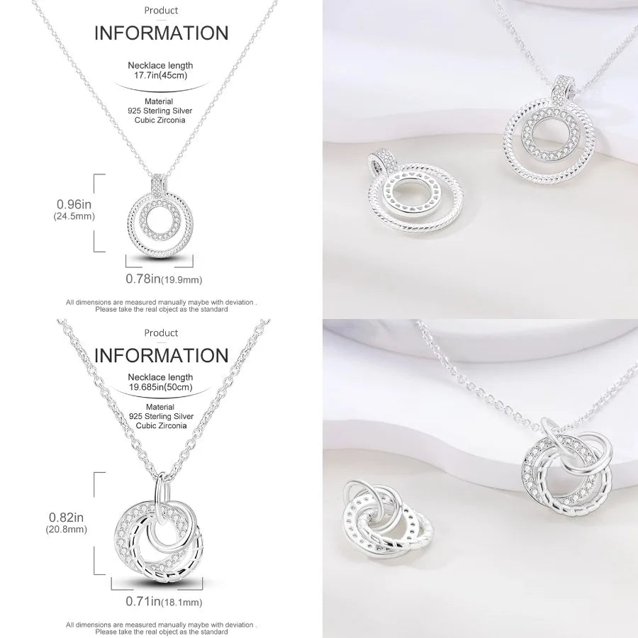 Heart to Heart Necklace 925 Sterling Silver Love Pendant Chain for Women – Wedding & Engagement Fine Jewelry