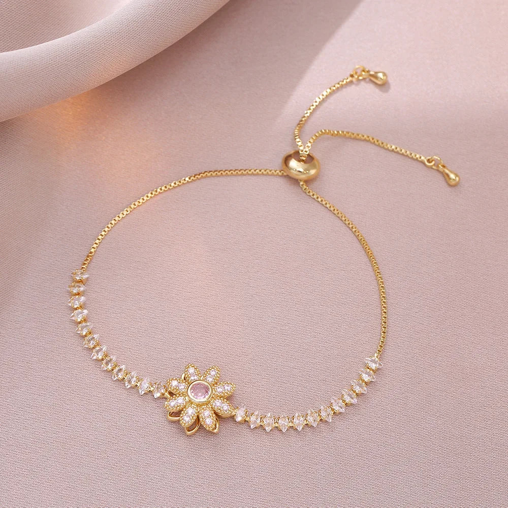 Multicolor Heart Charm Bracelet 💖 Titanium Steel Rhinestone Jewelry