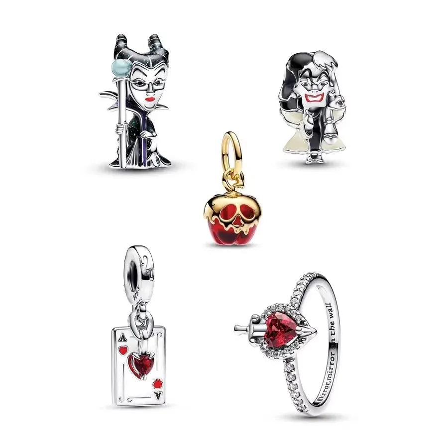 Miniso Disney 925 Sterling Silver Villains Charm Set | Cruella De Vil & Maleficent Charms Fit Original Bracelet