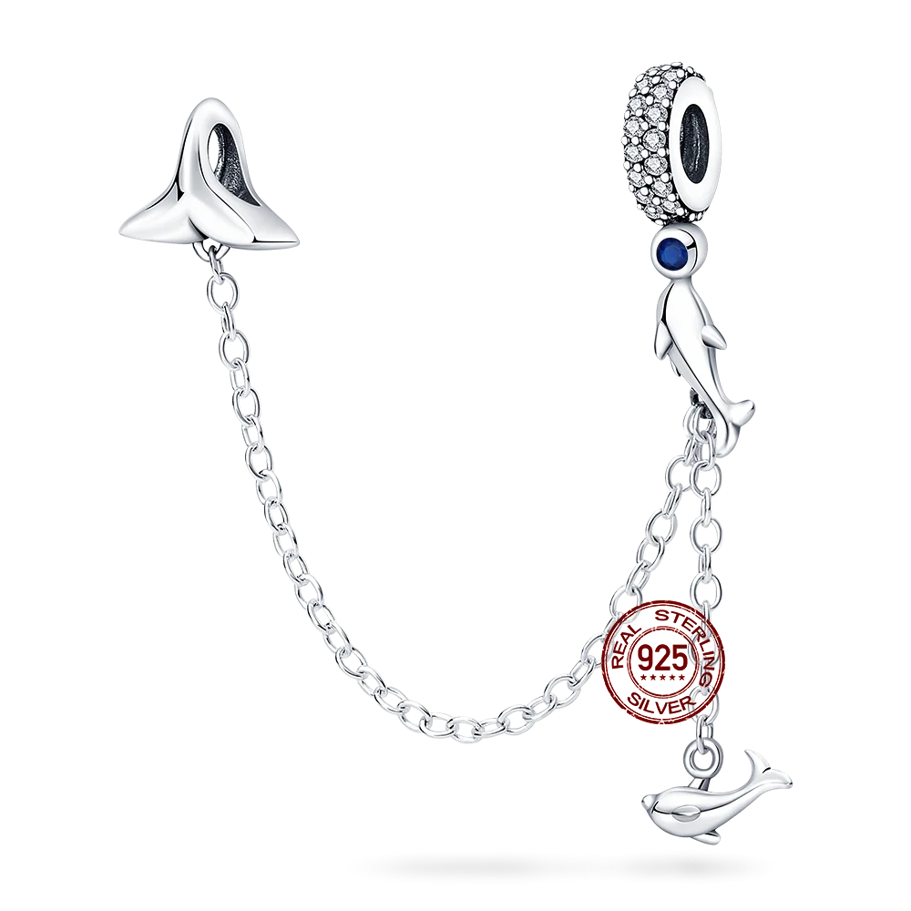 925 Sterling Silver Silicone Spacer Beads & Safety Chain | Clasp Charms Fit Original Pandora 3mm Bracelet – Women’s Jewelry