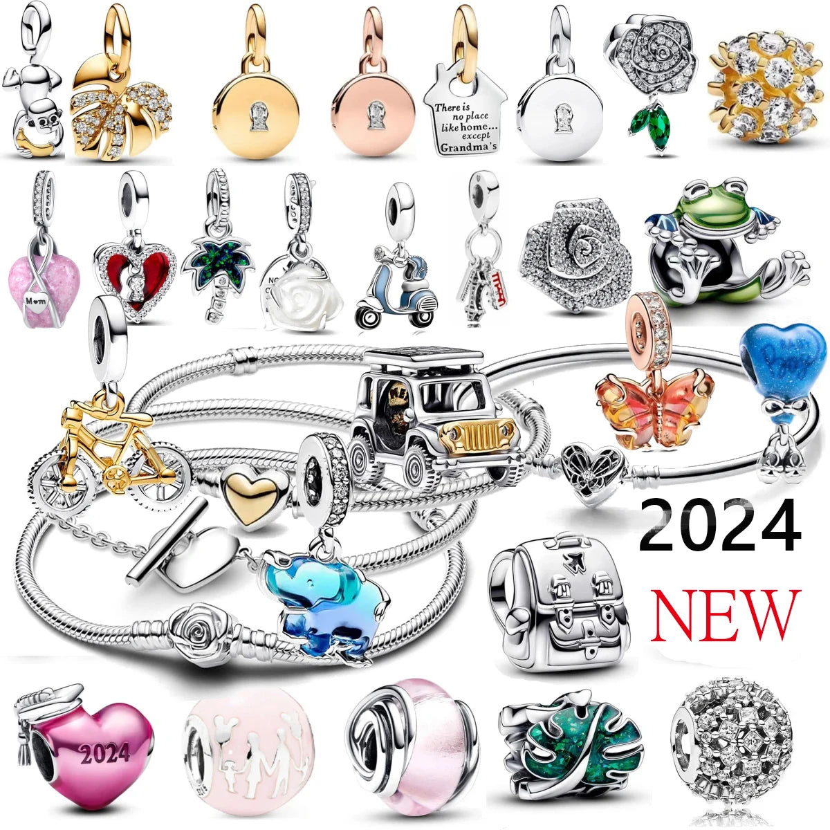 New 925 Sterling Silver Backpack Car Bike Frog Monkey Charms | Fun Beaded Accessories Fit Original Bracelet DIY Women’s Jewelry