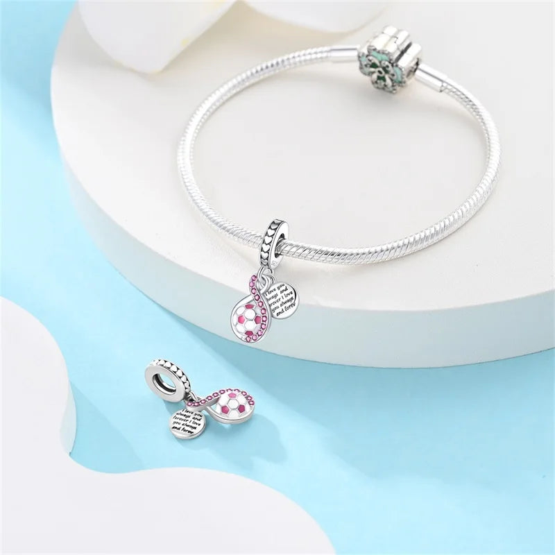 925 Sterling Silver Soccer Trophy Jersey Charm Beads – Fits 3mm Bracelets DIY Jewelry