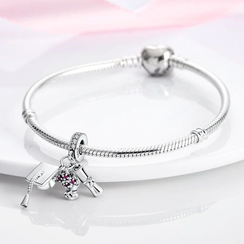 2025 Hot Sale 925 Sterling Silver Pink Butterfly Luminous Firefly Charm | Dangle Bead Fit Bracelet Necklace DIY Jewelry