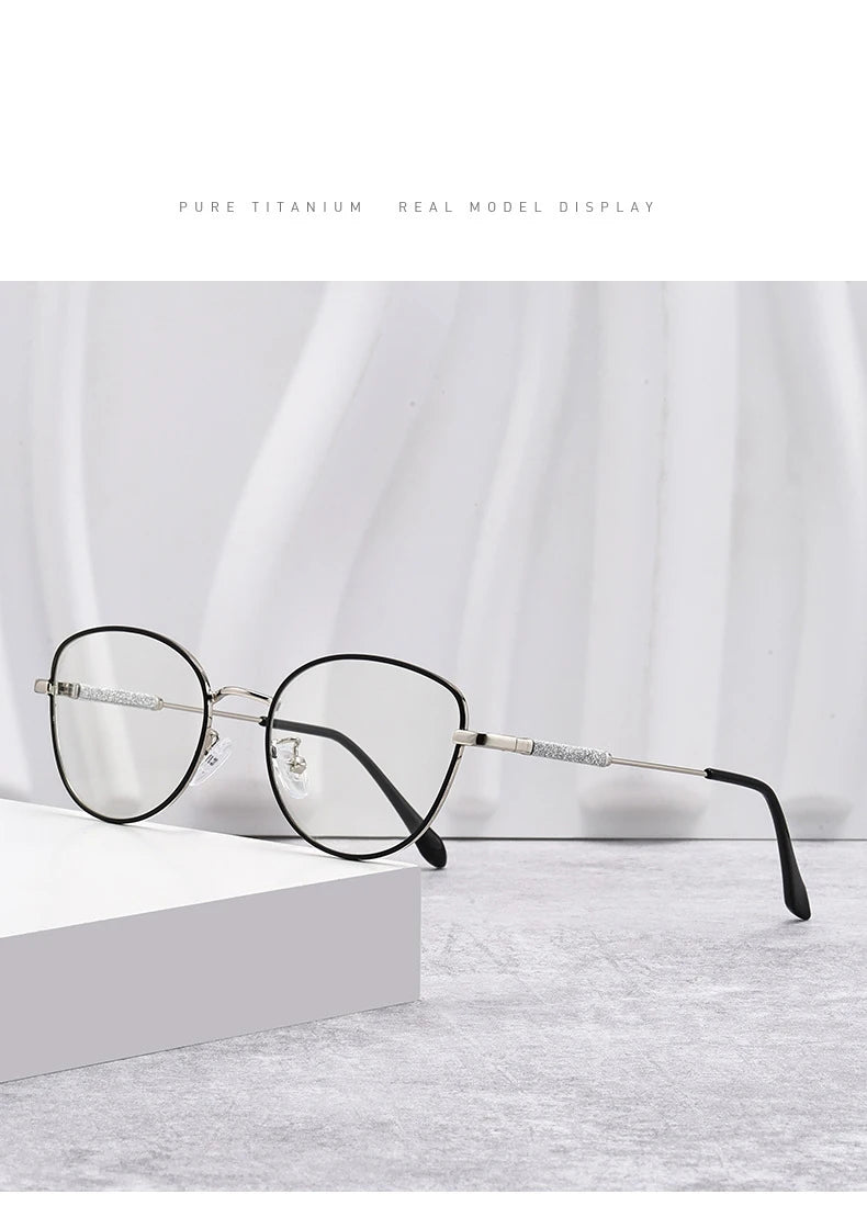 2025 New Fashion Cat Eye Glasses – Popular Non-Face Frame Myopia Eyewear | Light-Discolored Lenses Glasses 050