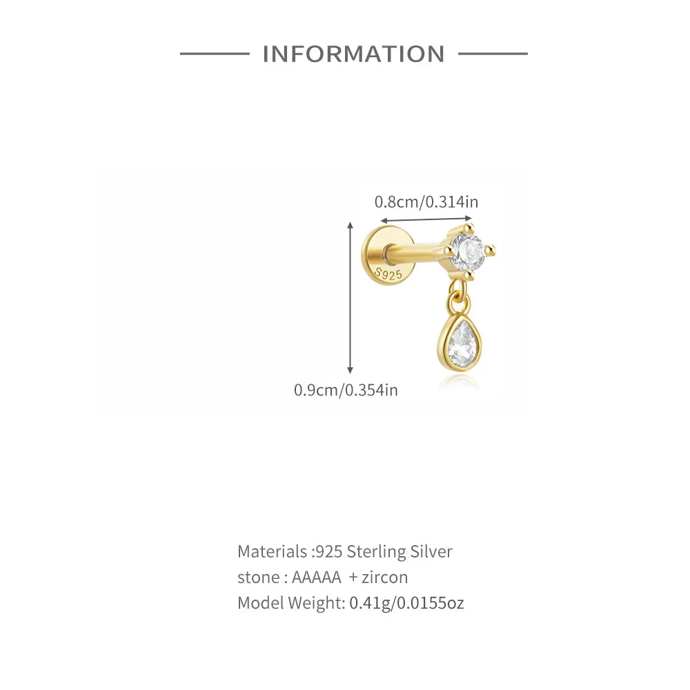 Aide 925 Sterling Silver Geometric Multi Piercing Stud Earrings for Women – K Gold Tassel Elegant Jewelry Gift