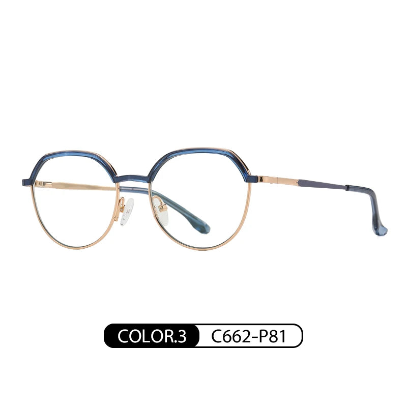 Women Round Blue Light Blocking Glasses 👓 Stylish Alloy Frame TB3201