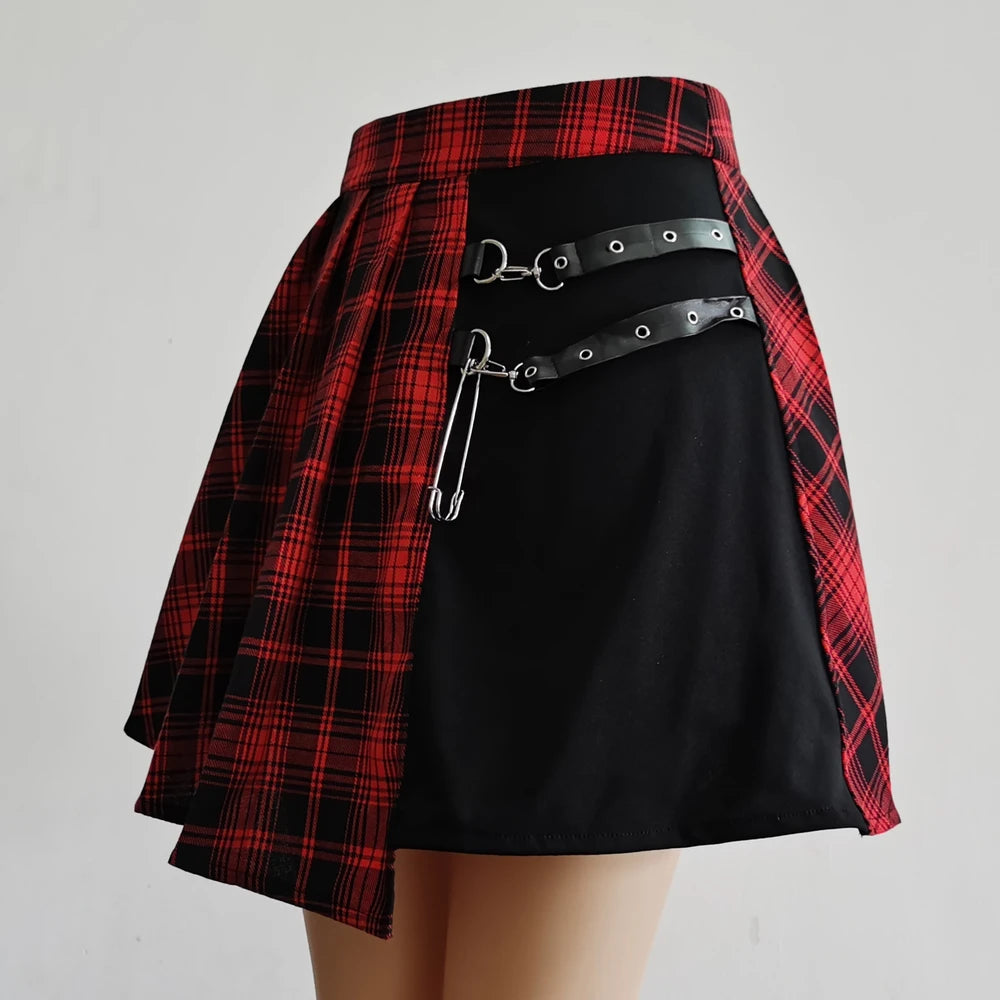 Gothic Sweet Women’s Plaid Pleated Mini Skirt – High Waist Chic Kawaii Summer Casual Skirt 🌿✨