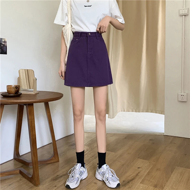 Women’s High Waist A-Line Denim Skirt | Slimming Bodycon Short Skirt Korean Style 2025