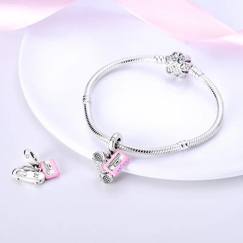 925 Sterling Silver Funny Playable Charms Beads | Smart Watch Tarot Bike Travel Dangle Fit Pandora Bracelet DIY Jewelry