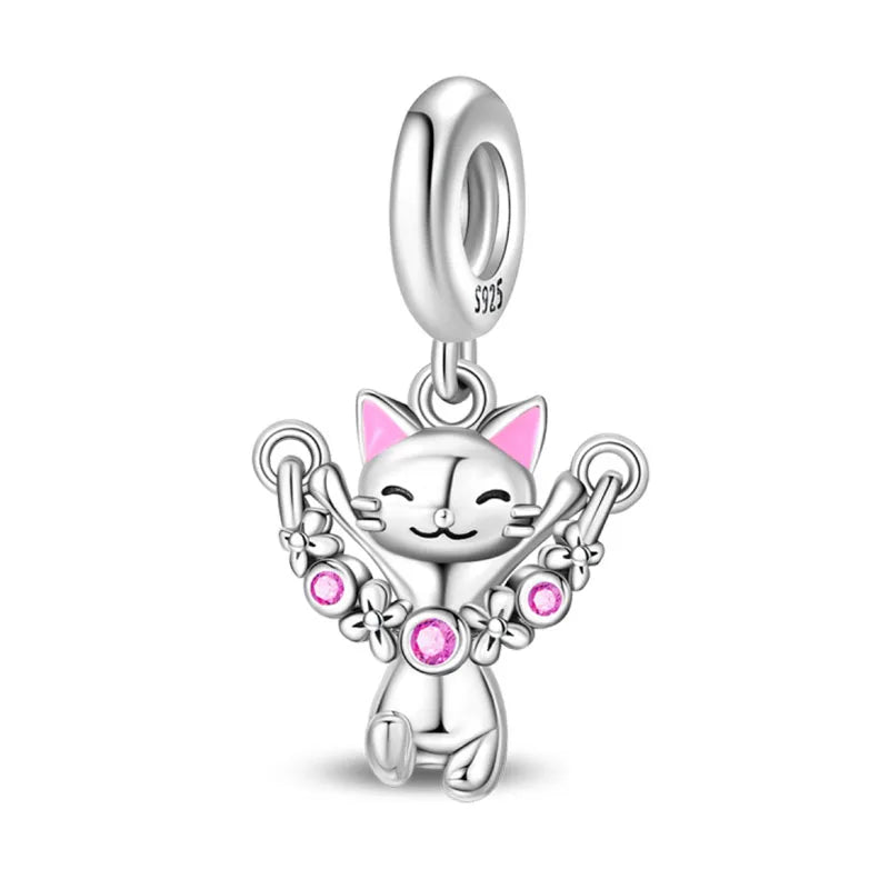 100% 925 Sterling Silver Teddy Bear, Kitten, Puppy & Elephant Luminous Firefly Charms | Sweet Beads Fit Pandora Bracelet Fine Jewelry