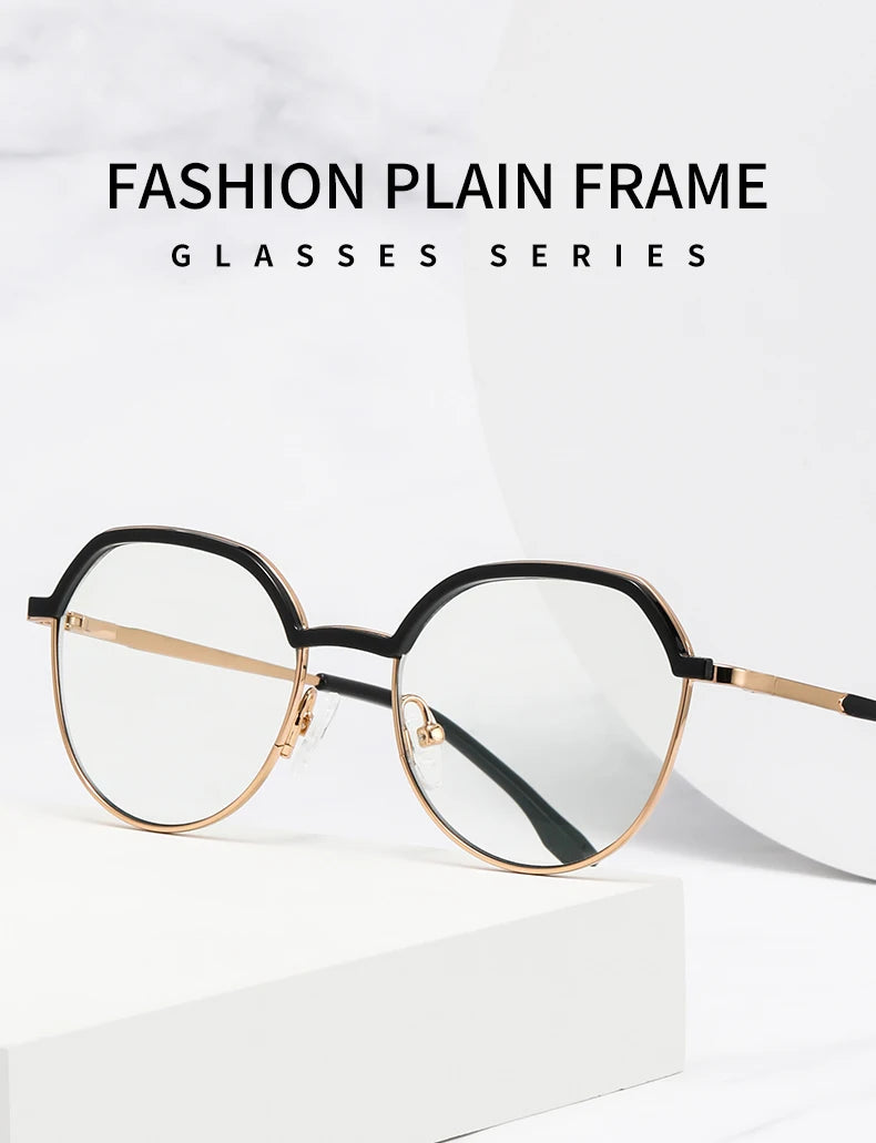 Women Round Blue Light Blocking Glasses 👓 Stylish Alloy Frame TB3201