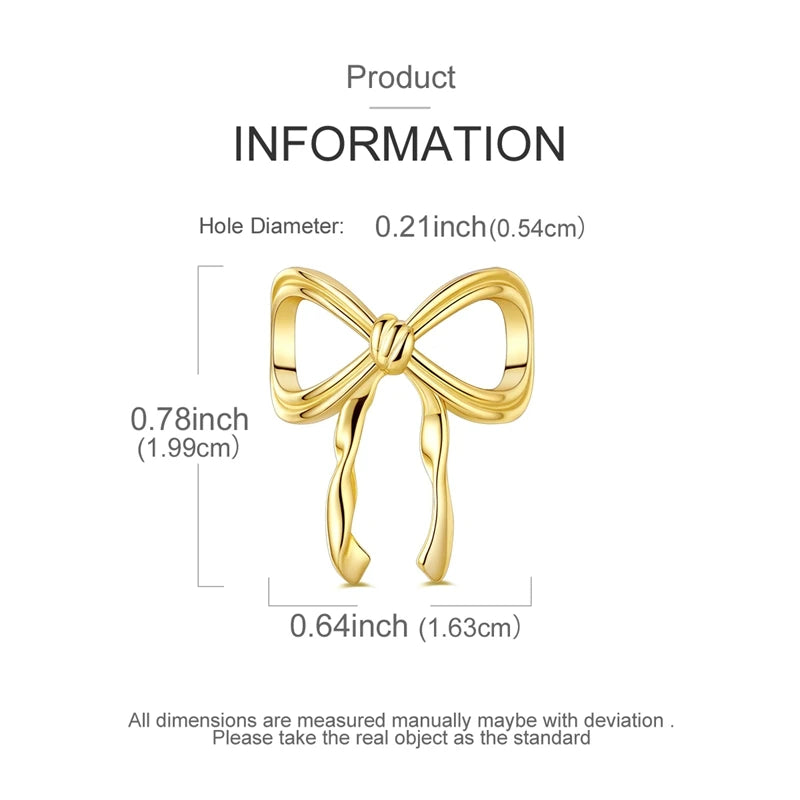 925 Sterling Silver Golden Charms Bow Cross Earth Passport Dangle | Fits Original Bracelet DIY Jewelry Gift for Women