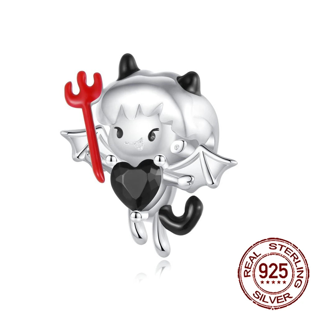 Gothic 925 Sterling Silver Grim Reaper Skull Charm Bead Fit Pandora Bracelet