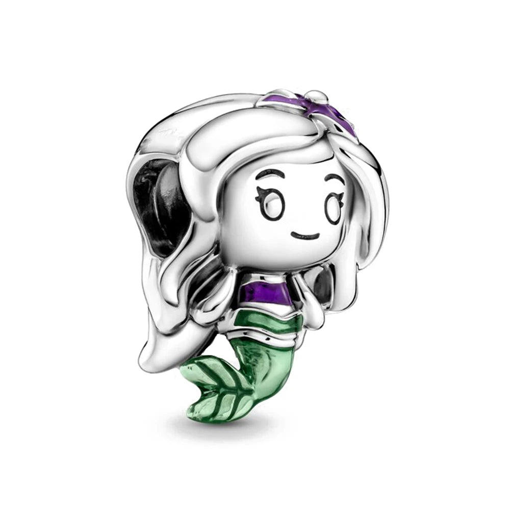 925 Sterling Silver Disney Mermaid & Elsa Princess Dress Charms | Fit Original Bracelet DIY Jewelry Gift for Women