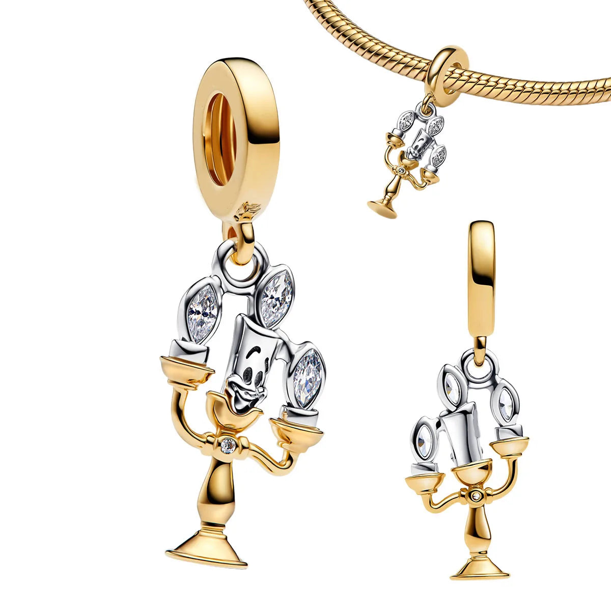 925 Sterling Silver Golden Geometry Set Charms | Heart Star Earrings Rings Bracelets Necklaces Women DIY Jewelry Gift