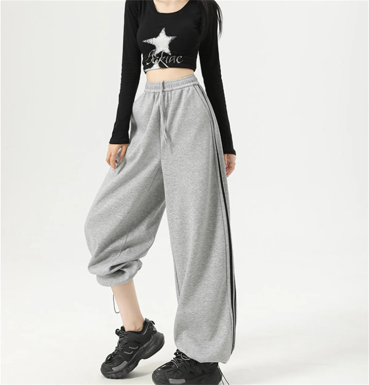 Women’s Stripe Chic Straight Pants | High Waist Color-Blocked Sweatpants | Autumn Spring Casual Streetwear