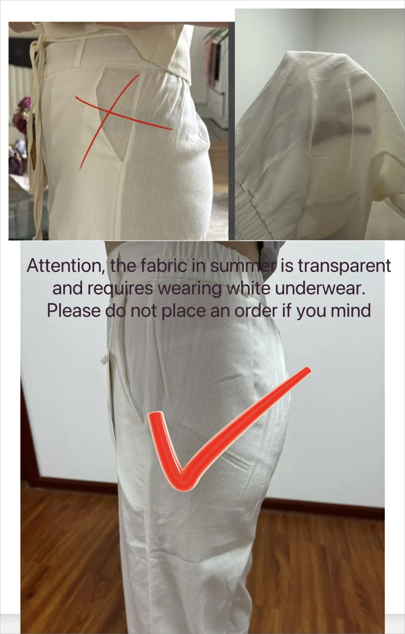 Women’s Summer Baggy Cotton Linen Pants | High Waist White Wide Leg Casual Trousers