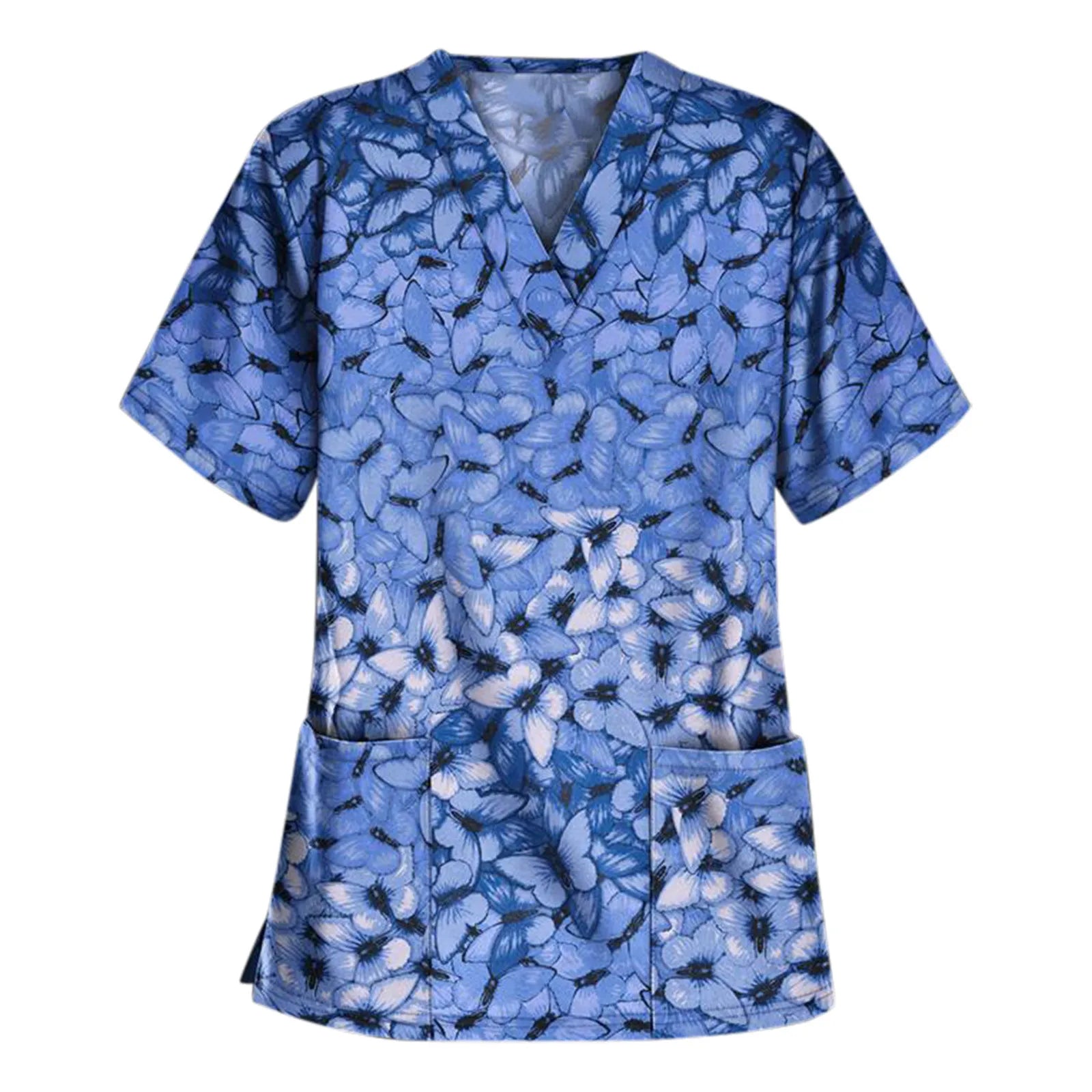 Women’s Heart Print Medical Top ❤️ V-Neck Short Sleeve Nursing Uniform ✨