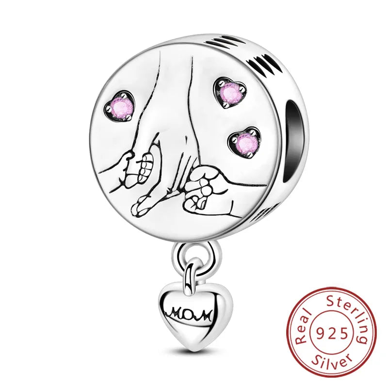 New Love Heart Shaped 925 Sterling Silver Charms – Family & Friendship Charm Beads Fit Original Bracelets for Women