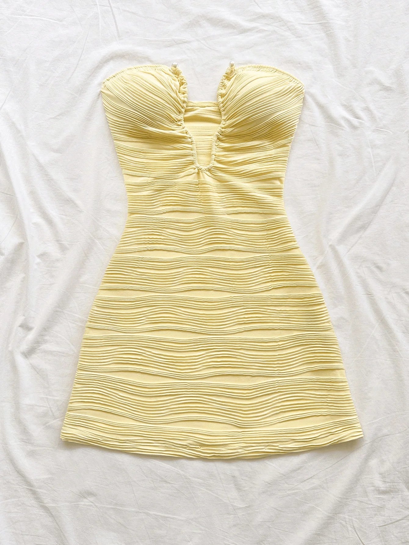 2025 Summer Women’s Strapless Body-Hugging Short Skirt Dress – V-Neck Party Dress