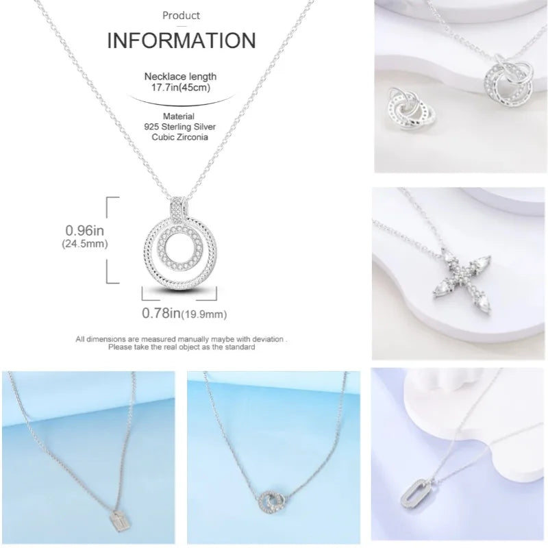 Heart to Heart Necklace 925 Sterling Silver Love Pendant Chain for Women – Wedding & Engagement Fine Jewelry