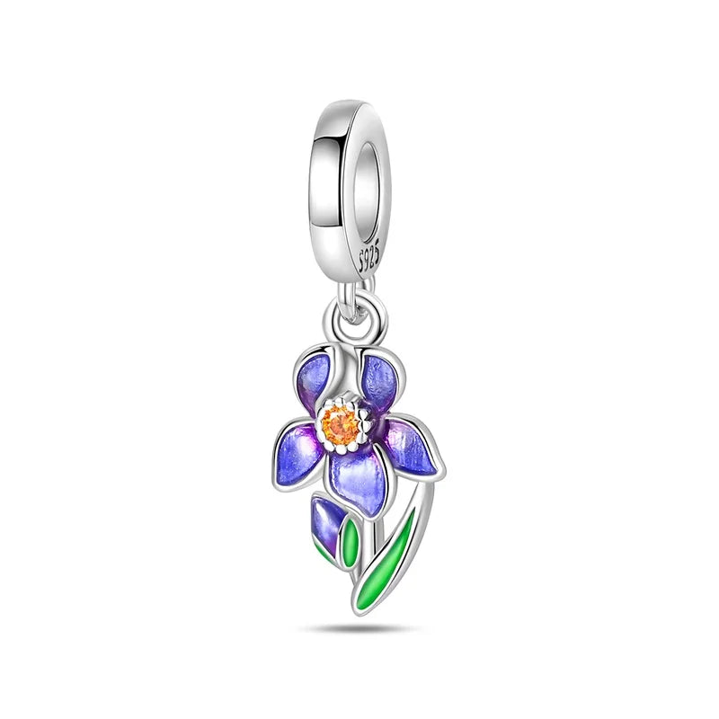 2025 925 Silver Daisy Tulip Pansy Flower Charms Bead | Fit 3mm Original Bracelets DIY Jewelry Gift
