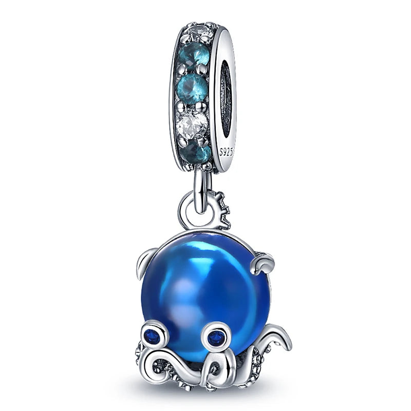Blue Ocean Series 925 Sterling Silver Turtle Crab Mermaid Charms for 3mm Bracelet