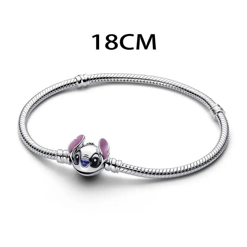 Hot Sale New Disney Cartoon Animal 925 Sterling Silver Lilo & Stitch Charm Bead Bracelet
